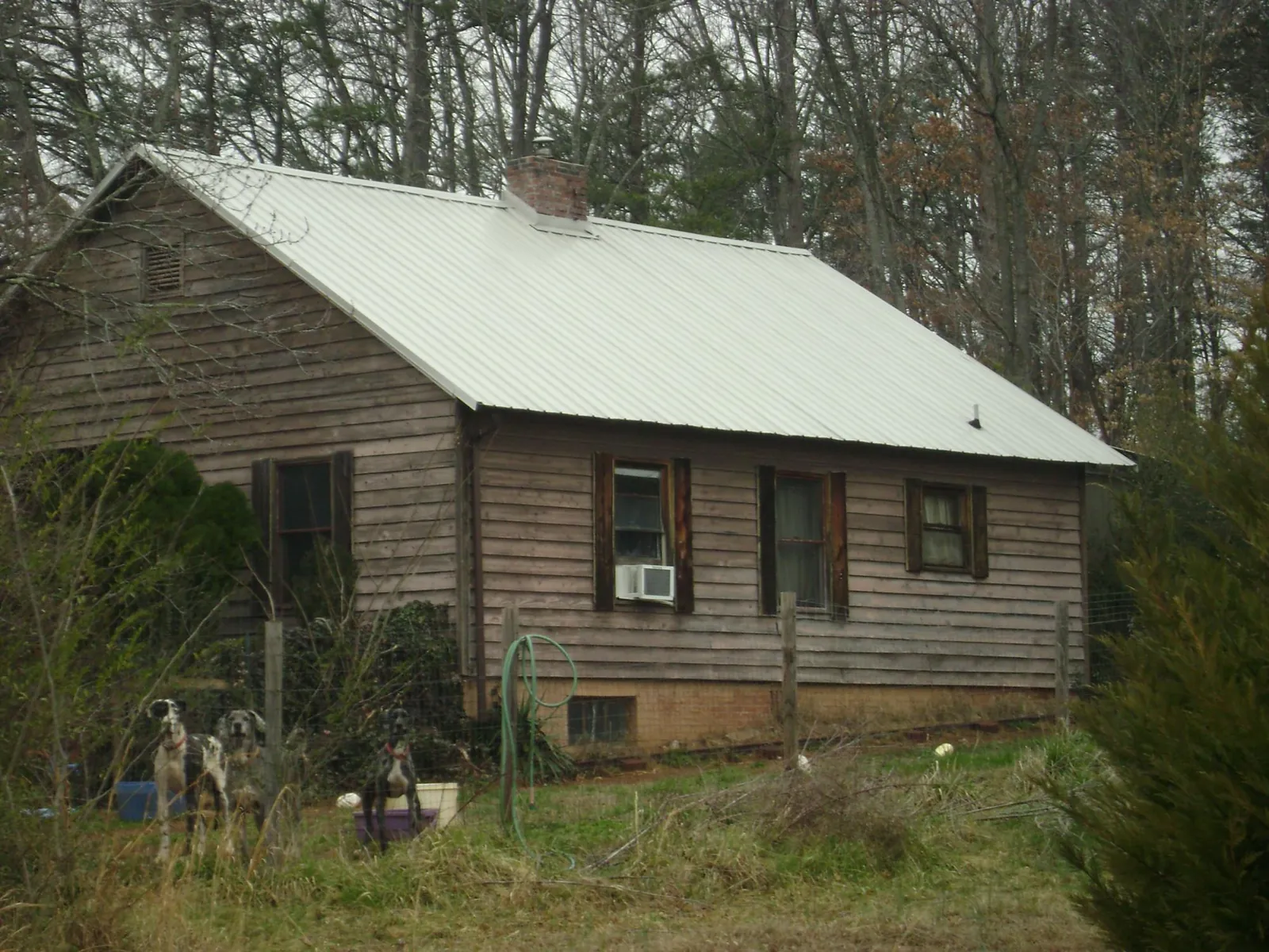White metal roof on an old wood sided farmhouse, from a Metal Roof Installation job in Newton Lower Falls